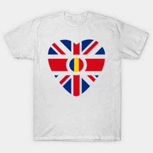 British Romanian Multinational Patriot Flag (Heart) T-Shirt